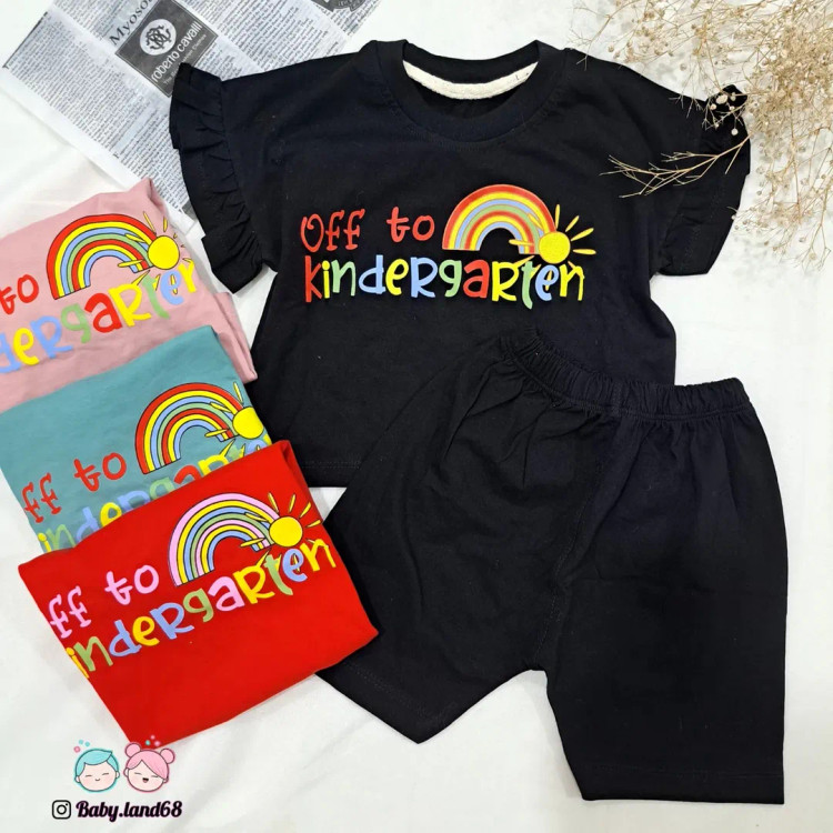 ست کراپ و شلوارک آستین چیندار بچگانه دخترانه ۲ تا ۸ سال سایز ۴۰ تا ۵۵