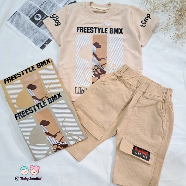 ست تیشرت شلوارک کتان پسرانه ۳ تا ۹ سال