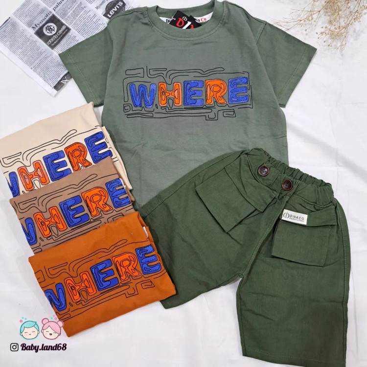 ست تیشرت پنبه و شلوارک کتان اسپرت بچه گانه سایز ۴۰ تا ۵۵