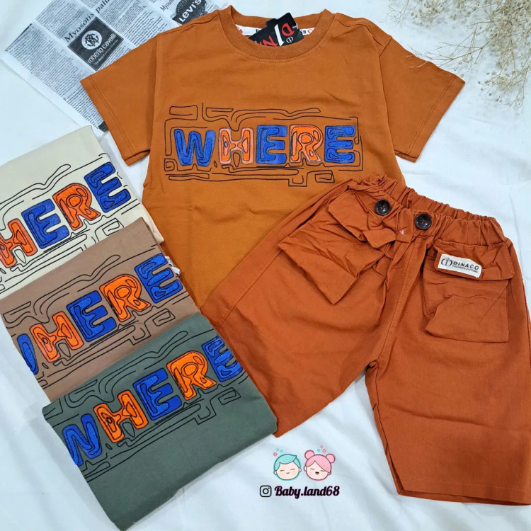 ست تیشرت پنبه و شلوارک کتان اسپرت بچه گانه ۲ تا ۹ سال