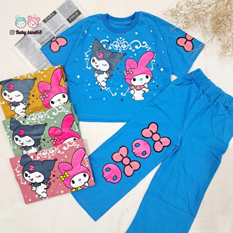 ست کراپ و شلوار دخترانه کرومی ۴ تا ۵ سال جنس پنبه