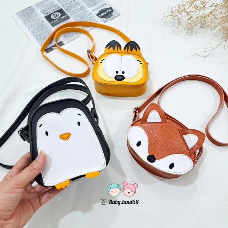 کیف فانتزی بچگانه چرم مصنوعی در سه طرح گارفیلد روباه و پنگوئن
