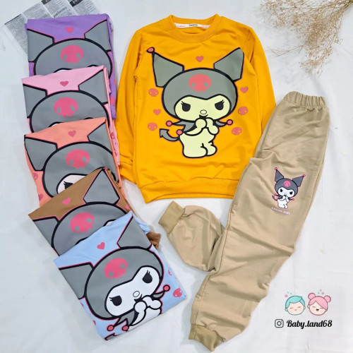 ست بلوز و شلوار اقتصادی دخترانه کرومی دورس پنبه ۷ تا ۹ ساله با رنگهای شاد