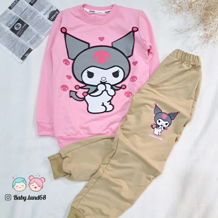 ست لباس پاییزه دخترانه اقتصادی سایز ۵۰ و ۵۵ رنگ صورتی