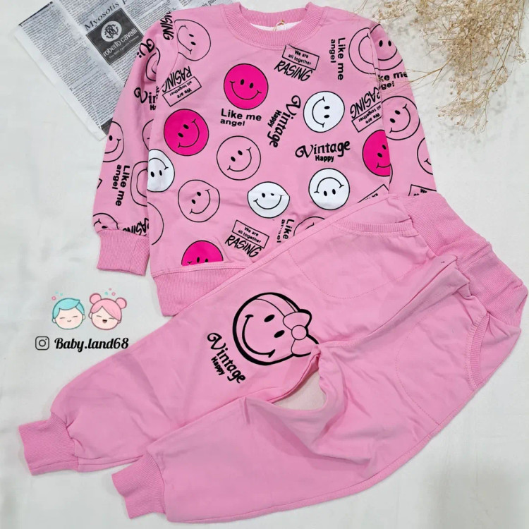 ست بلوز و شلوار دخترانه ۲ تا ۹ سال سایز ۴۰ تا ۵۵ طرح لبخند