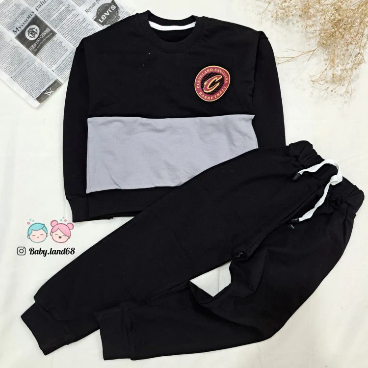 ست بلوز و شلوار ساده و مینیمال رینگی بچگانه پسرانه ۲ تا ۹ سال جنس دورس پنبه