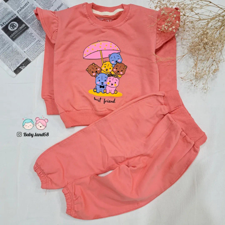 ست بلوز شلوار دخترانه سایز ۳۵ تا ۴۵ رنگ گلبهی