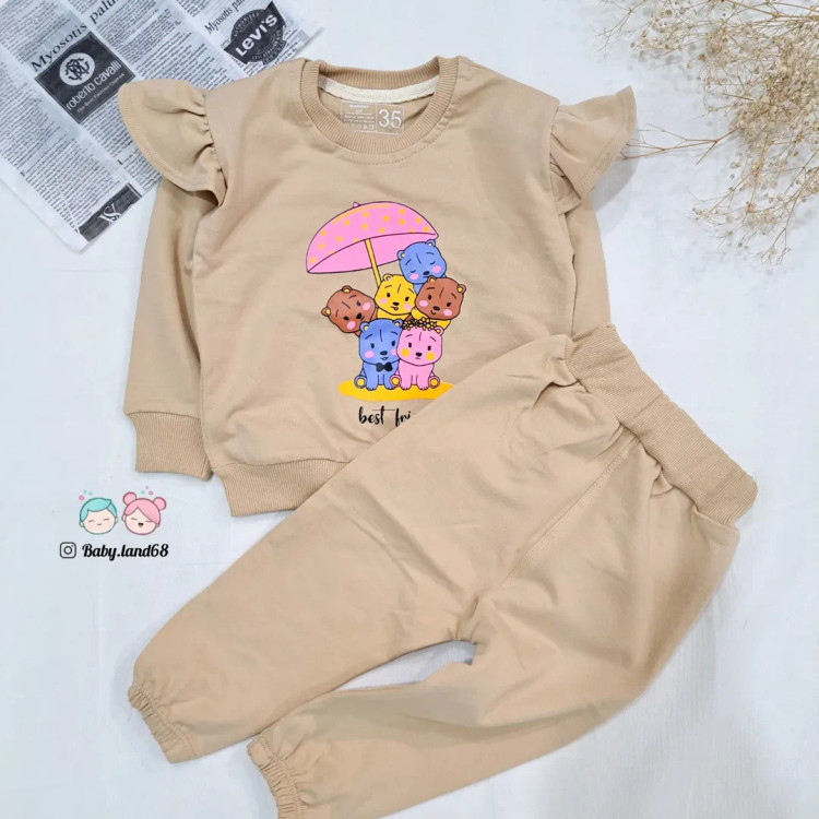 ست بلوز شلوار بچگانه دخترانه سرآستین چیندار