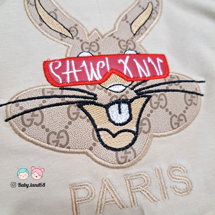 گلدوزی با کیفیت و زیبای خرگوش روی بلوز دورس بچگانه سایز ۳۵ تا ۵۰