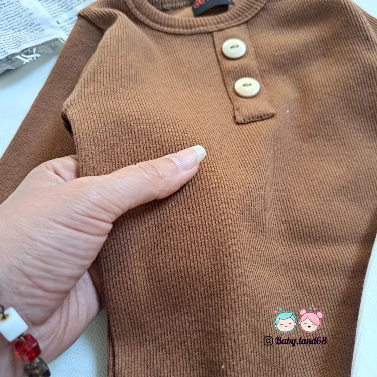 بادی زیر دکمه دار بچگانه اسپرت سایز ۲ ماه تا ۲ سال جنس کبریتی