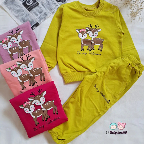 ست بلوز و شلوار بچگانه دخترانه سایزبندی ۳۵ و ۴۵ مناسب ۹ ماه تا ۵ سال جنس دورس پنبه