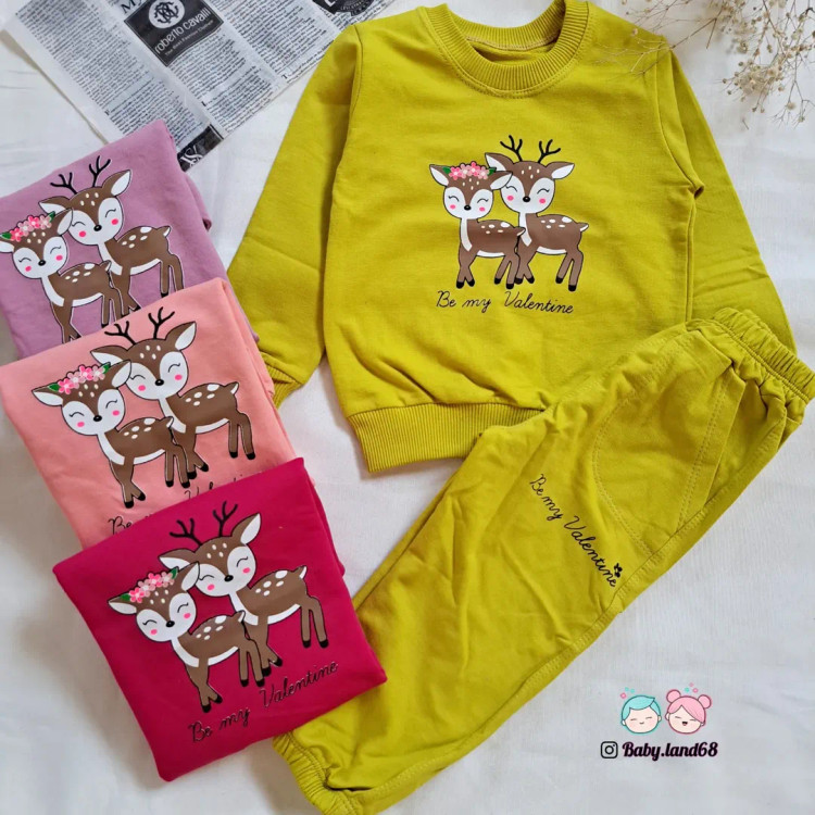 ست بلوز و شلوار بچگانه دخترانه سایزبندی ۳۵ و ۴۵ مناسب ۹ ماه تا ۵ سال جنس دورس پنبه