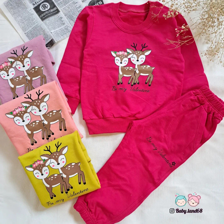 ست بلوز و شلوار بچگانه دخترانه سایزبندی ۳۵ و ۴۵ مناسب ۹ ماه تا ۵ سال جنس دورس پنبه