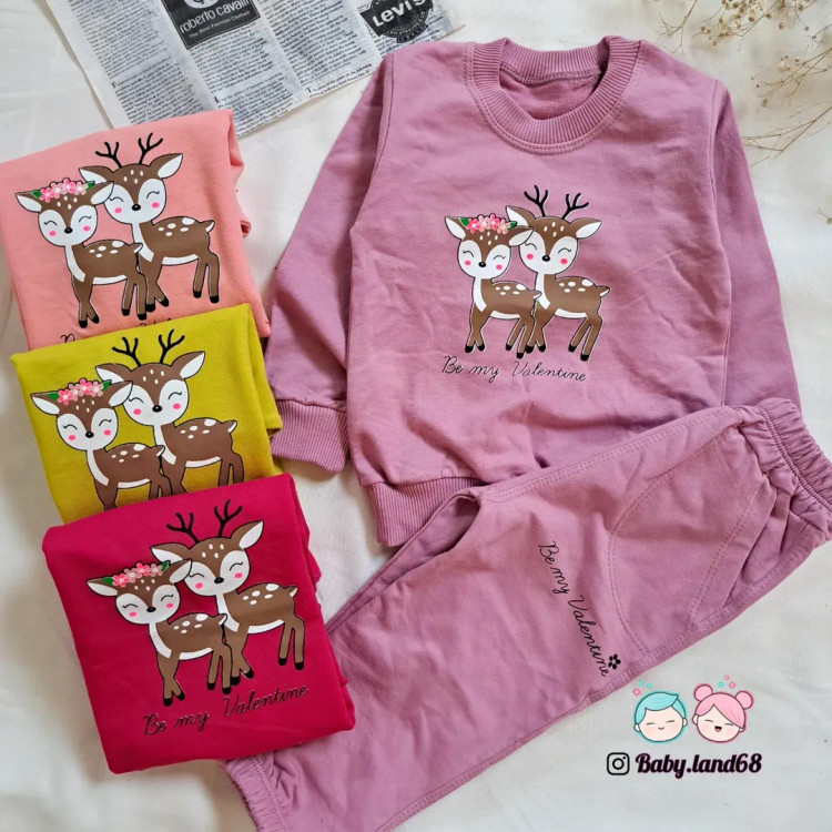 ست بلوز و شلوار بچگانه دخترانه سایزبندی ۳۵ و ۴۵ مناسب ۹ ماه تا ۵ سال جنس دورس پنبه