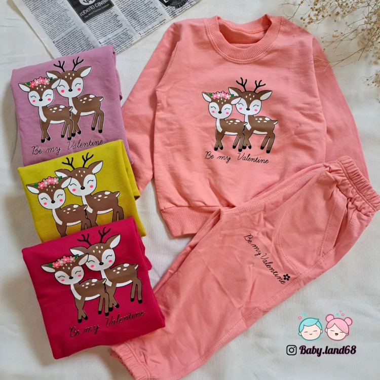 ست بلوز و شلوار بچگانه دخترانه سایزبندی ۳۵ و ۴۵ مناسب ۹ ماه تا ۵ سال جنس دورس پنبه