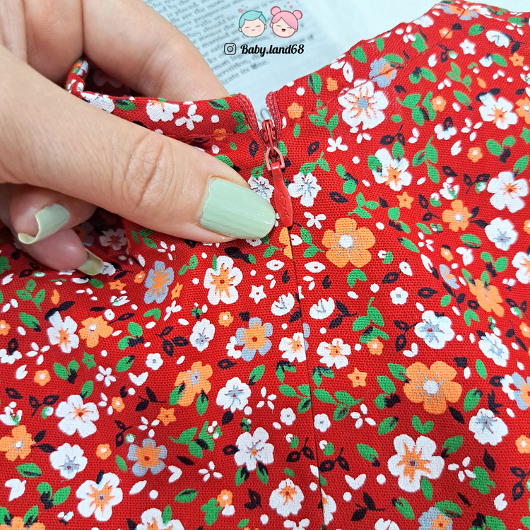 زیپ مخفی پشت سارافون دخترانه یلدایی قرمز