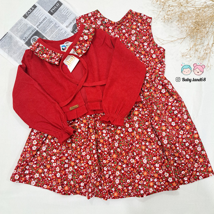 ست کت و سارافون یلدایی دخترانه مناسب ۲ تا ۸ الی ۱۰ سال جنس کت مخمل کبریتی و جنس سارافون کتان تافته