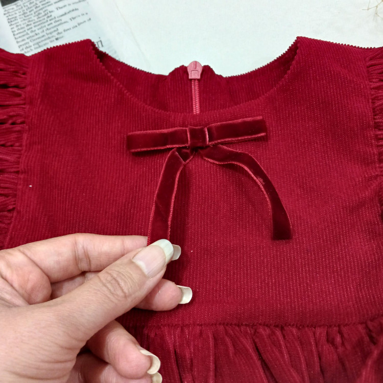 پاپیون روی پیراهن یلدایی دخترانه ۲ تا ۱۰ سال