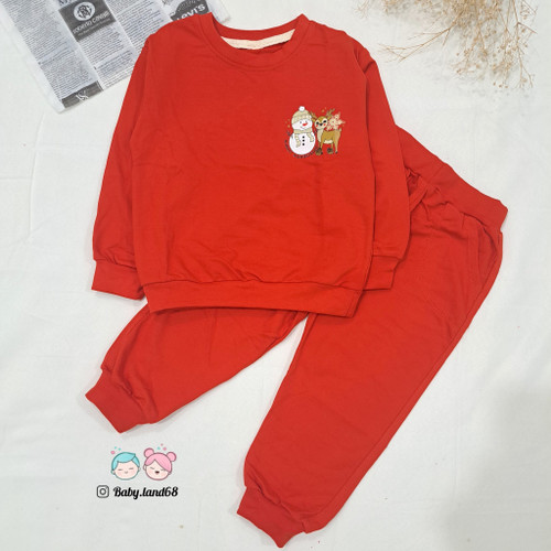 ست بلوز و شلوار یلدایی اسپرت خواهر برادری مناسب پسر و دختر ۱ تا ۵ سال سایز ۳۵ تا ۴۵ جنس دورس پنبه لاکرادار