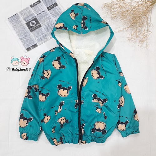 کاپشن بارانی ضد آب بچگانه اسپرت پسرانه و دخترانه سایز ۴۵ تا ۶۰ مناسب ۴ تا ۱۱ سال جنس رویه مموری ضد آب داخل خز