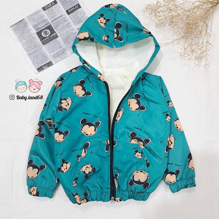 کاپشن بارانی ضد آب بچگانه اسپرت پسرانه و دخترانه سایز ۴۵ تا ۶۰ مناسب ۴ تا ۱۱ سال جنس رویه مموری ضد آب داخل خز