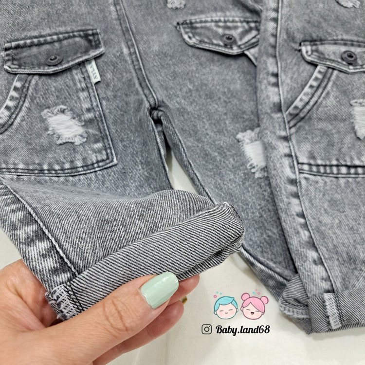 پایین شلوار پیشبندی جین بچگانه مناسب پسر و دختر ۶ ماه تا ۳ سال