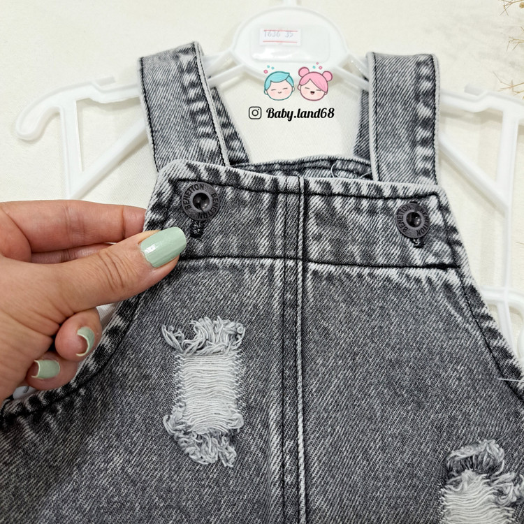 دکمه قابل تنظیم بیلر جین بچه گانه اسپرت ۶ ماه تا ۳ سال رنگ زغالی