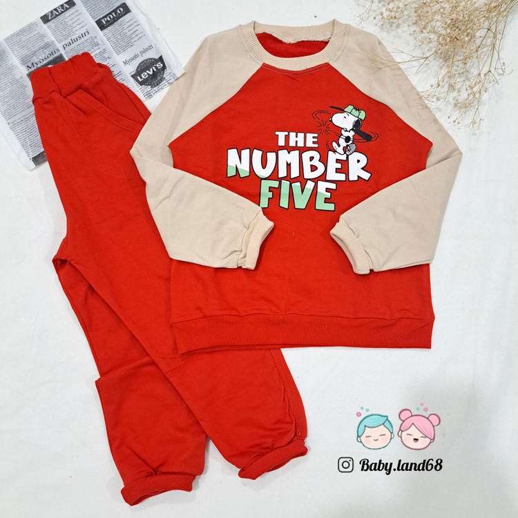 ست بلوز و شلوار بچگانه پسرانه آستین رگلان سایز بندی ۴۵ تا ۵۵ مناسب ۴ تا ۹ سال جنس دورس پنبه رنگ قرمز