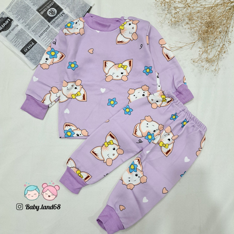 ست وارداتی توکُرکی بچگانه دخترانه مناسب ۳ الی ۶ ماه طرح روباهی گرم و نرم مناسب فصل سرما