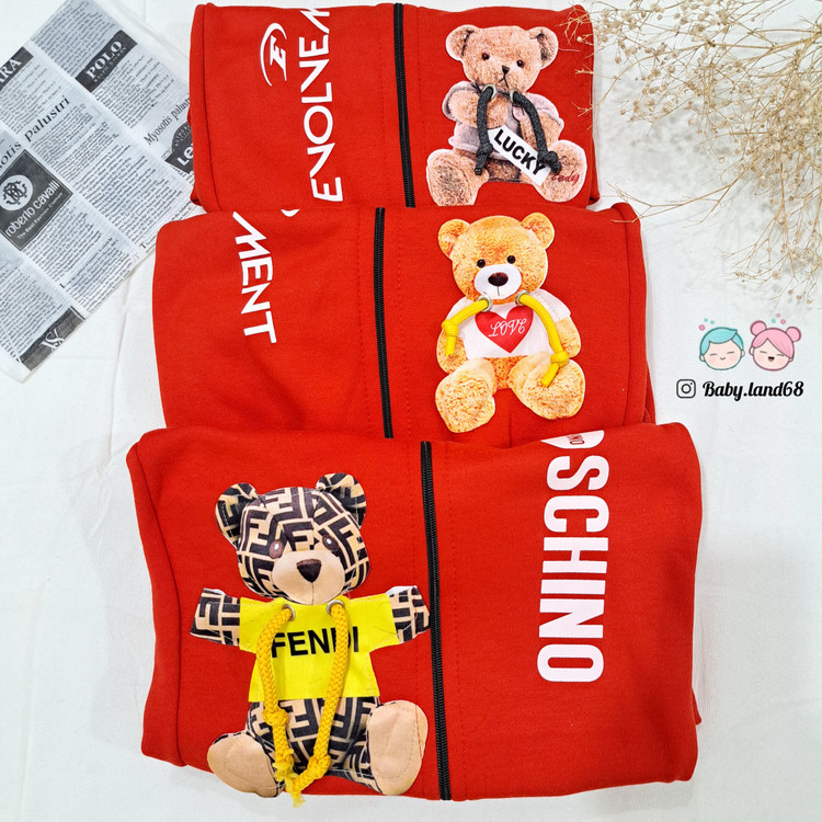 طرحهای خرس روی سویشرت بچگانه اسپرت کلاه دار داخل کُرکی