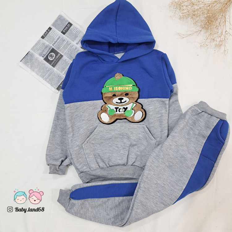 ست هودی و شلوار بچگانه اسپرت مناسب پسر و دختر ۲ تا ۹ سال رنگ آبی تیره