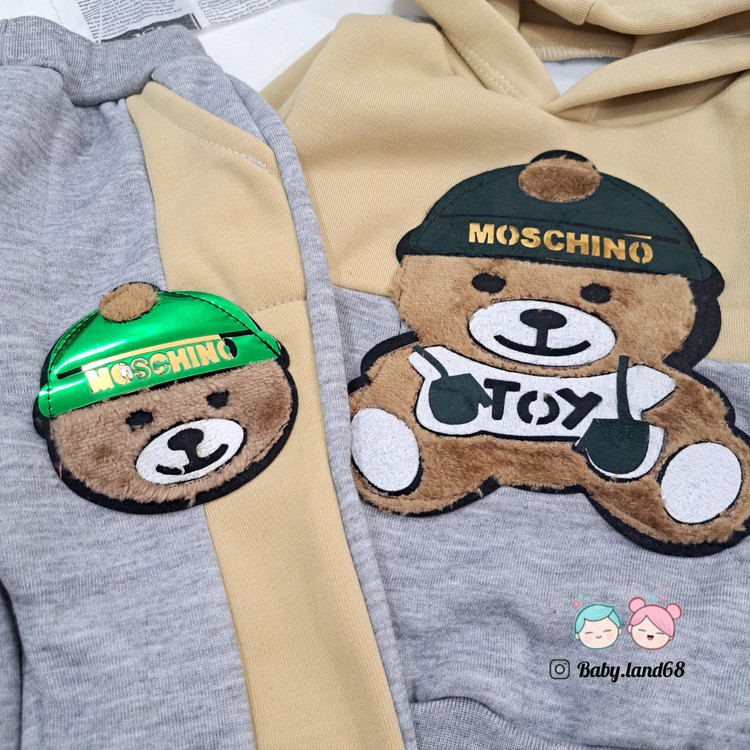 طرح خرسی روی هودی و شلوار بچگانه اسپرت مناسب پسر و دختر ۲ تا ۹ سال