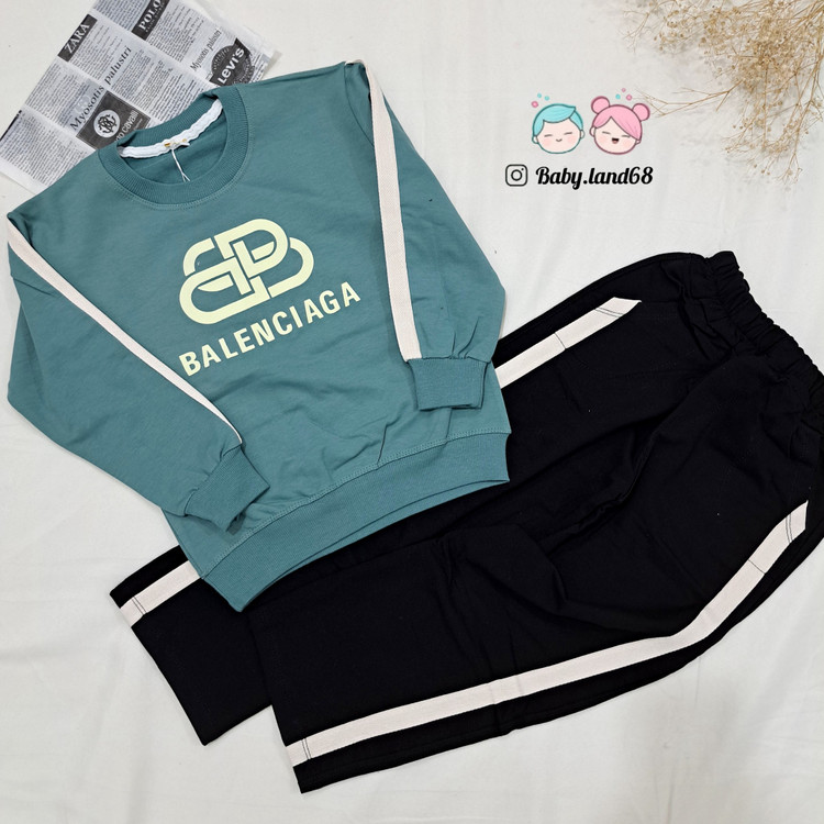 ست بلوز و شلوار بگ نوار دوزی شده بچگانه پسرانه سایز ۵۰ و ۵۵ مناسب ۶ تا ۹ سال