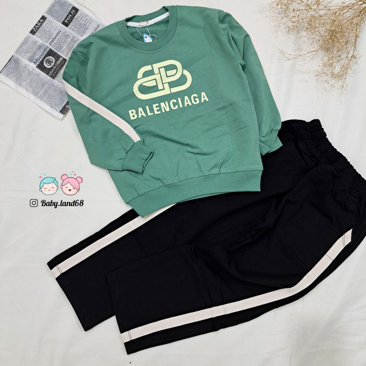 ست بلوز و شلوار بگ نوار دوزی شده بچگانه پسرانه ۶ تا ۹ سال جنس دورس پنبه