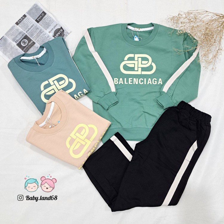 ست بلوز و شلوار بگ نوار دوزی شده بچگانه پسرانه سایز ۵۰ و ۵۵ مناسب ۶ تا ۹ سال جنس دورس پنبه درجه یک برند آدیداس