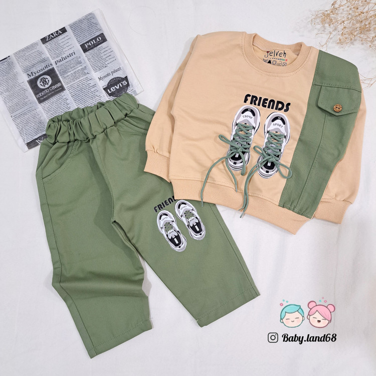 ست بلوز و شلوار بیرونی بچگانه پسرانه کتان سایز ۳۵ تا ۵۵ مناسب ۱ تا ۹ سال