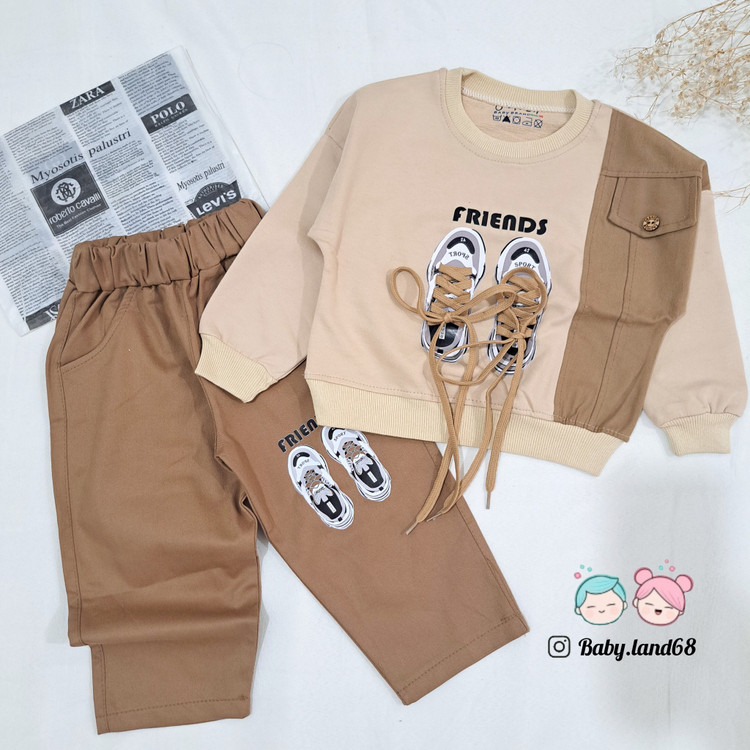 ست بیرونی بلوز و شلوار کتان پسرانه سایز ۳۵ تا ۵۵ مناسب ۱ تا ۹ سال