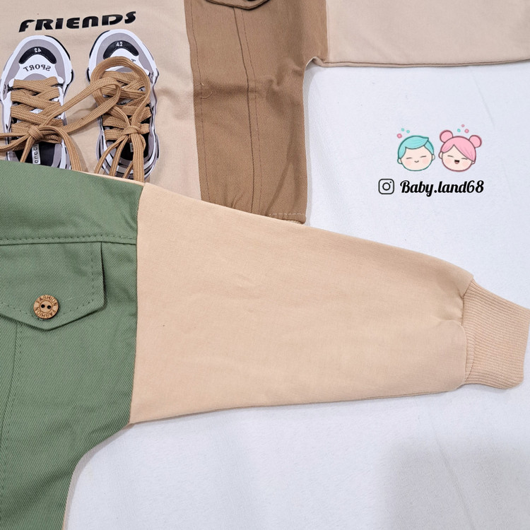 مدل آستین بلوز بچگانه پسرانه ترکیب پارچه دورس پنبه و کتان