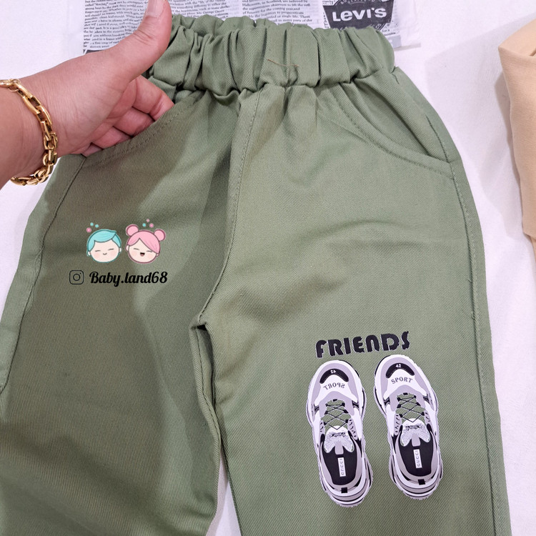 جیب شلوار کتان بیرونی پسرانه طرح کتونی سایز ۳۵ تا ۵۵ پسرانه