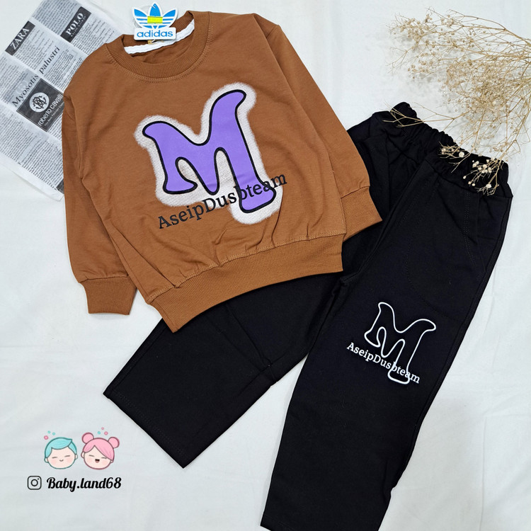 ست بلوز و شلوار بگ دورس پنبه بچه گانه پسرانه سایز ۴۰ و ۴۵ مناسب ۲ تا ۵ سال رنگ قهوه ای