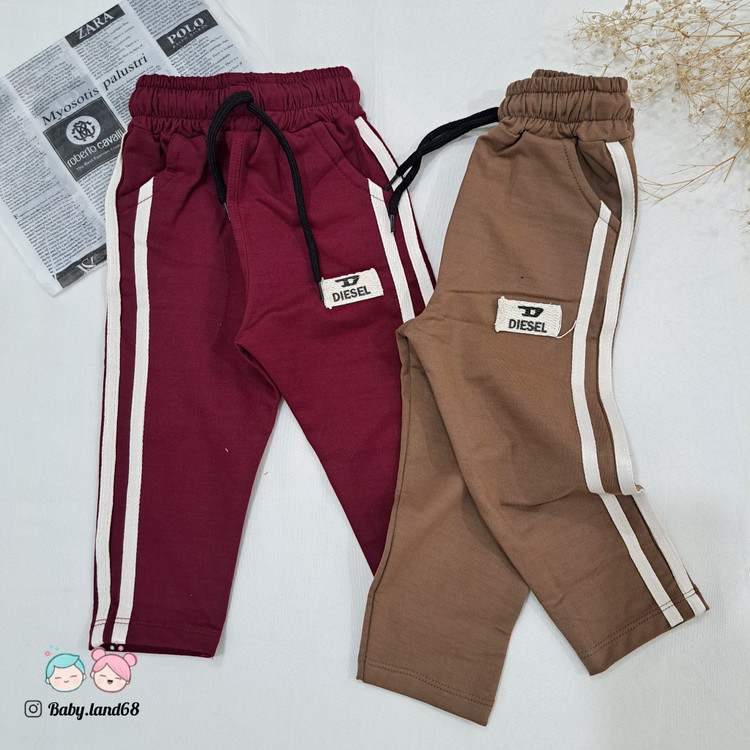 شلوارتک بچگانه نواردوزی شده اسپرت مناسب پسر و دختر ۱ تا ۶ ساله سایز ۴۵ تا ۶۵ جنس دورس پنبه طرح دیزل