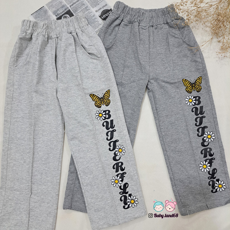 شلوار راحتی بگ رگه دوزی شده بچگانه دخترانه سایز ۷۰ ، ۷۵ و ۸۰ مناسب ۶ تا ۹ سال جنس ملانژ گرم بالا کیفیت عالی