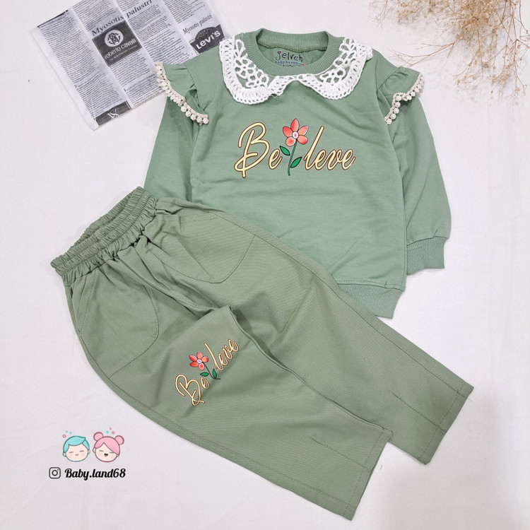 ست بلوز و شلوار بچگانه دخترانه سایز ۴۰ تا ۶۰ مناسب ۲ تا ۱۰ سال جنس بلوز دورس پنبه و شلوار کتان طرح گل