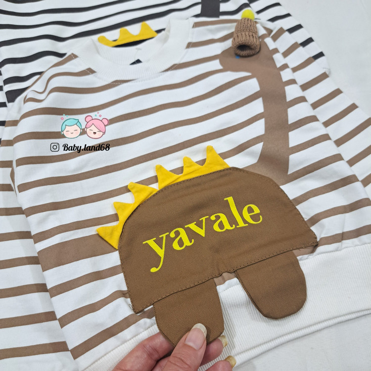 طرح بامزه دایناسور روی بلوز دورسپسرانه ۱ تا ۷ سال