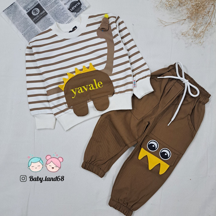 ست بلوز و شلوار بیرونی کتان بچگانه پسرانه سایز ۳۵ تا ۵۰ مناسب ۱ تا ۷ سال