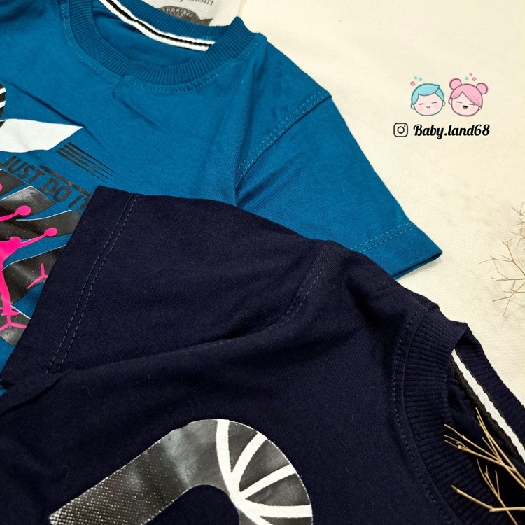 دوخت تمیز تیشرت پنبه پسرانه سایز ۴۵ تا ۵۵