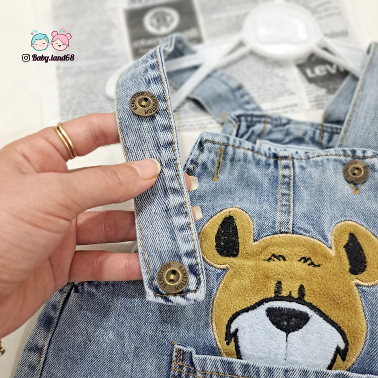 دکمه تنظیم بلندی رامپر جین بچگانه (بیلرسوت کوتاه) سایز ۶ ماه تا ۳ سال