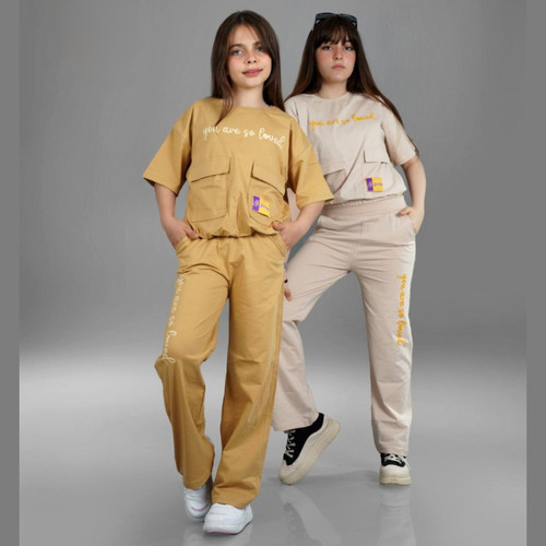 تنخور شیک ست کراپ و شلوار نوجوان دخترانه سایز ۶۰ و ۶۵ مناسب ۱۰ تا ۱۲ سال جنس پنبه درجه یک برند تورتک