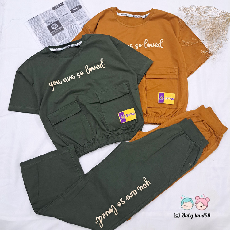 ست کراپ و شلوار دخترانه سایز ۶۰ و ۶۵ مناسب ۱۰ تا ۱۲ سال جنس پنبه در دو رنگ جذاب