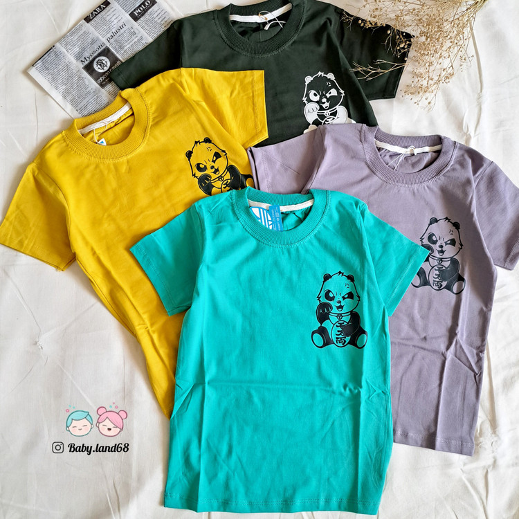 تیشرت تک بچگانه پسرانه سایز ۵۰ تا ۶۵ مناسب ۷ تا ۱۲ سال جنس پنبه درجه یک دو طرف چاپ طرح پاندا